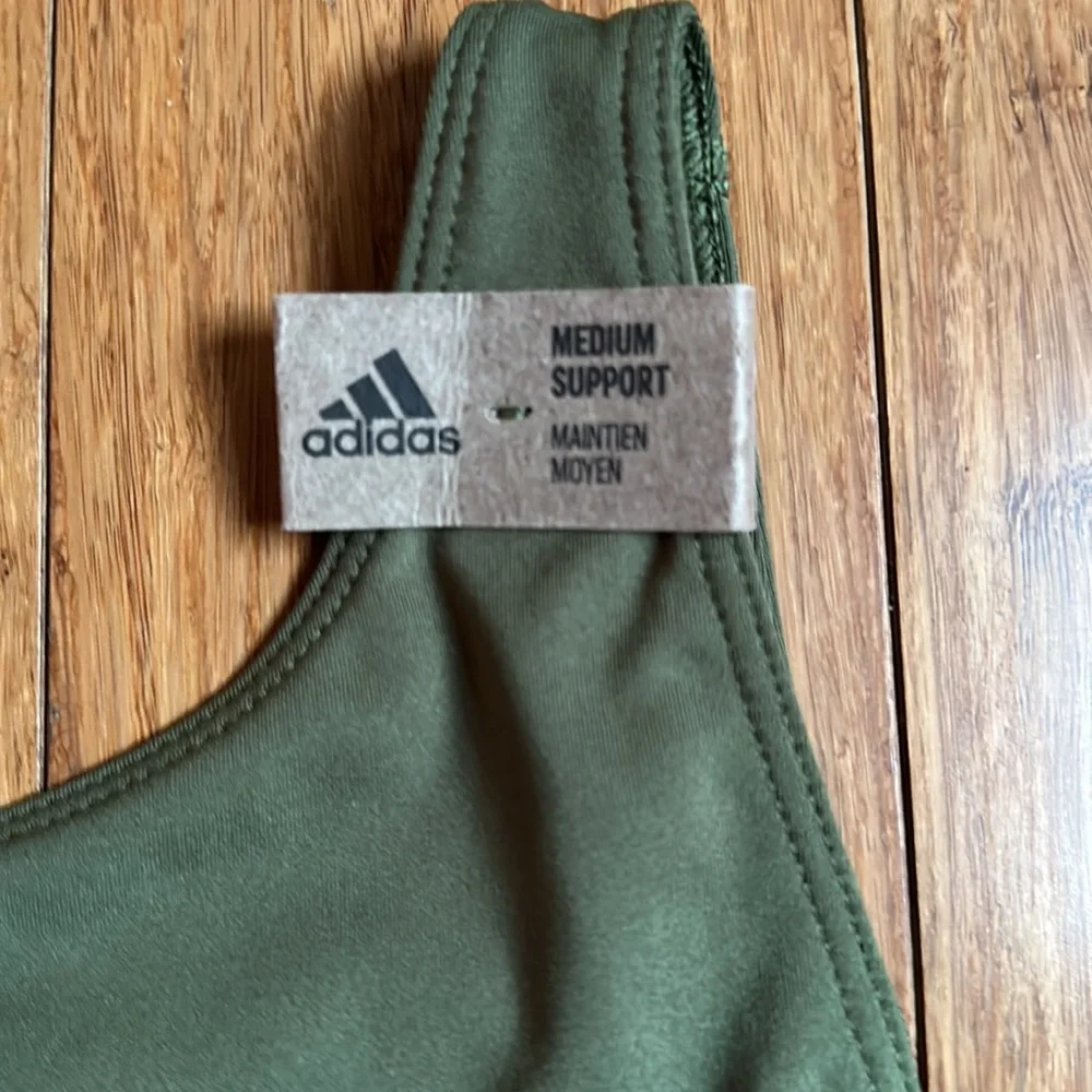NWT Adidas Women's Crop Tank Medium Support Sports Bra Green Size Small - Picture 6 of 11